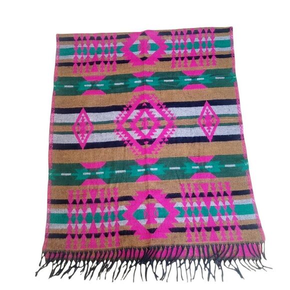 High Quality Tibet Hand Loom Yak Wool Shawl Scarf Reversible MultiColor 34x83 - Picture 1 of 9